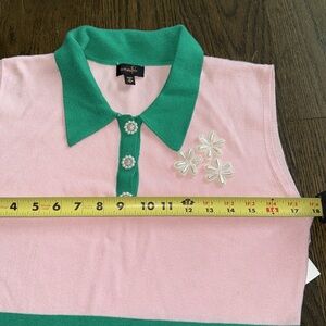 Pink and Green Sleeveless Top and Skirt Set